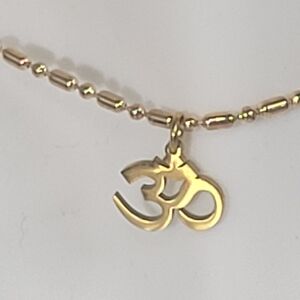 NIB 18KG PVD OM CHARM NECKLACE. DAINTY. HANDMADE 18" or 20"